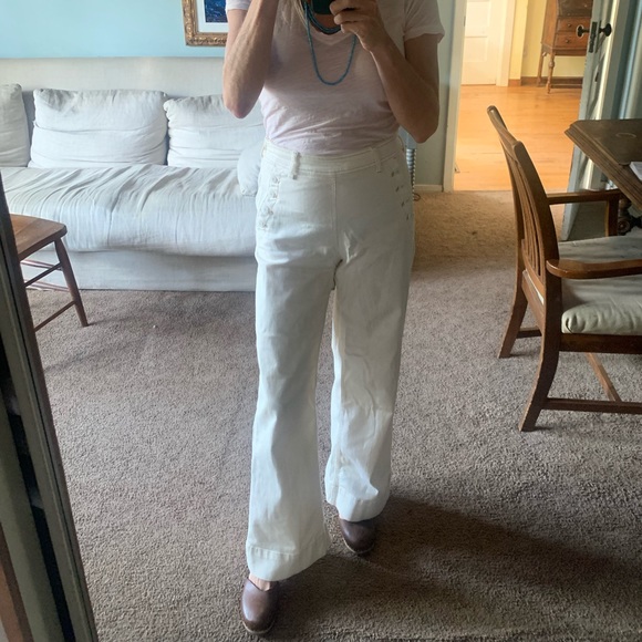 Pilcro and the Letterpress by Anthropologie White cotton flat front pants - Picture 8 of 11